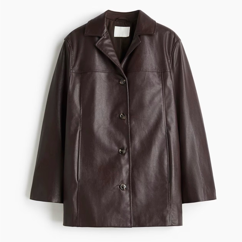 H&M 70's Style Dark Brown Leather Jacket